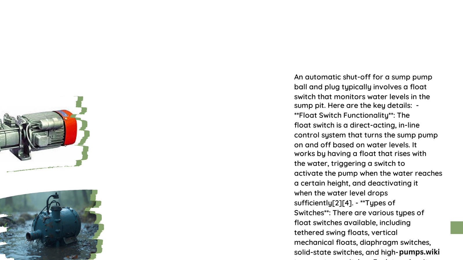 automatic shut off for sump pump ball and plug