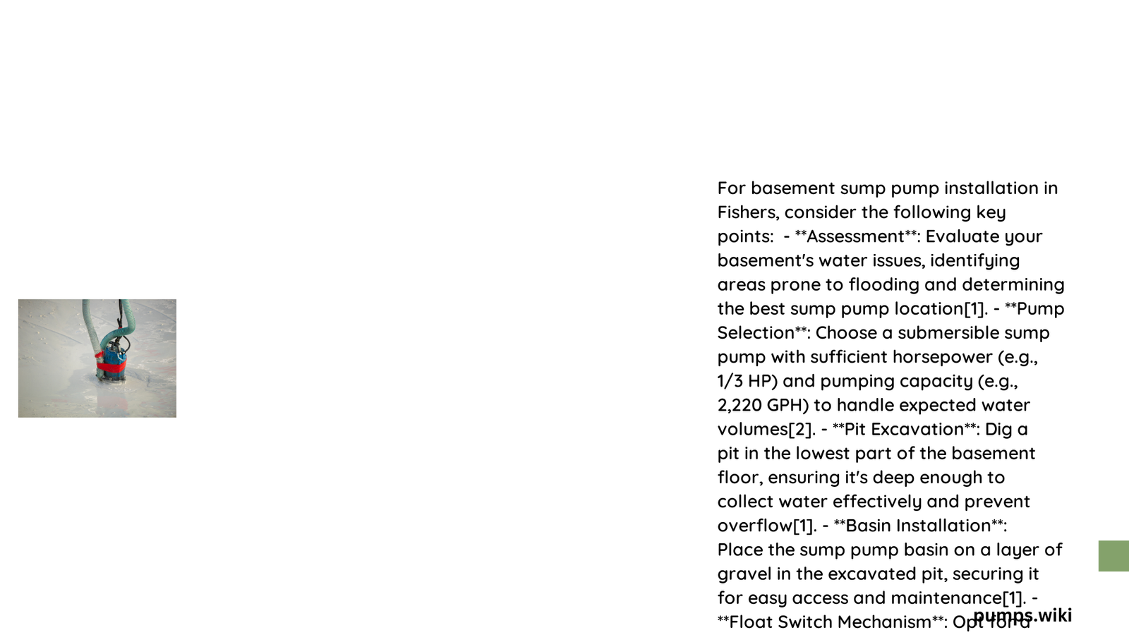 basement sump pump installation fishers