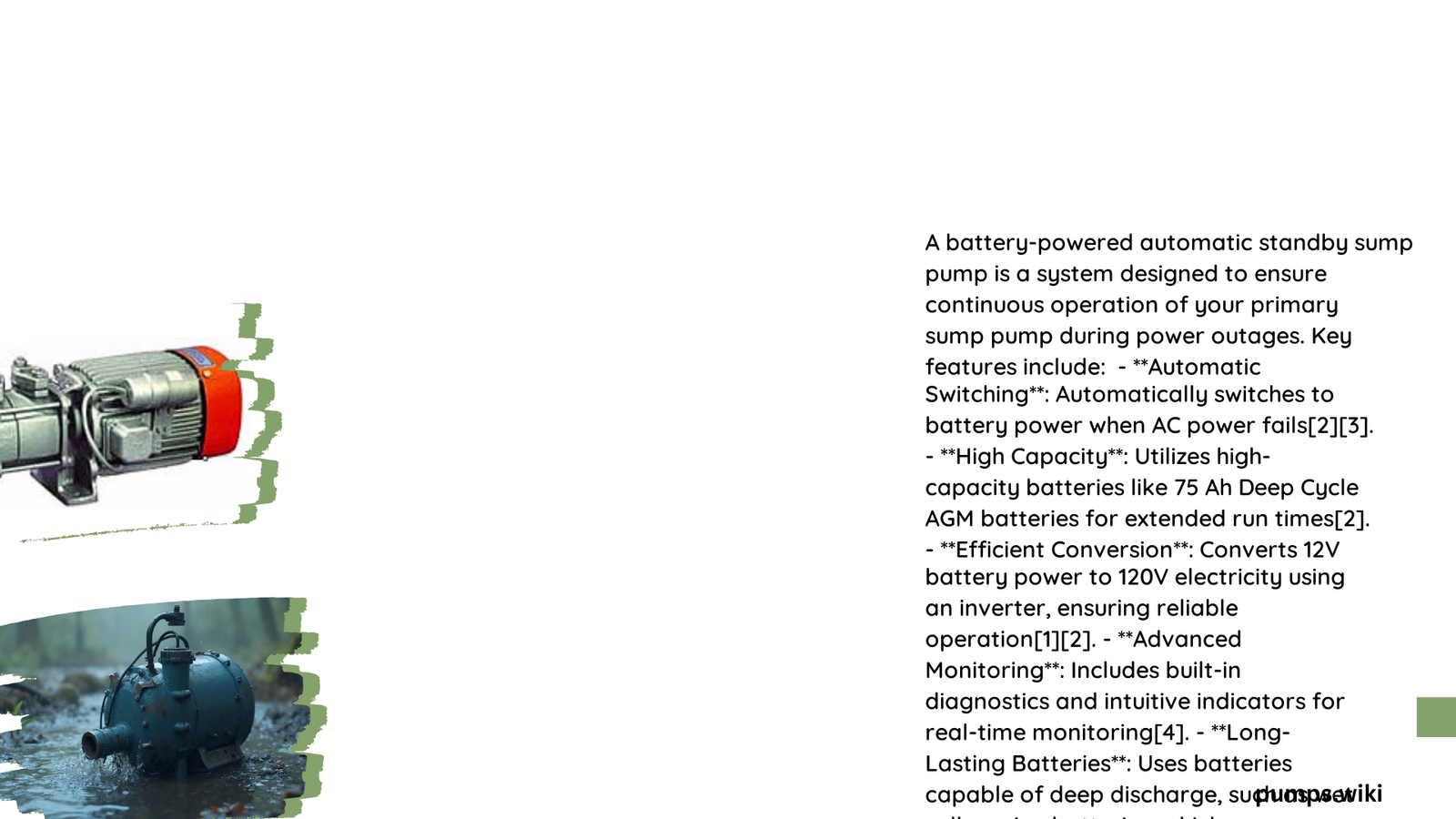 battery powered automatic standby sump pump