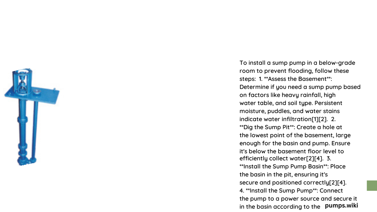 below grade room flooding install sump pump