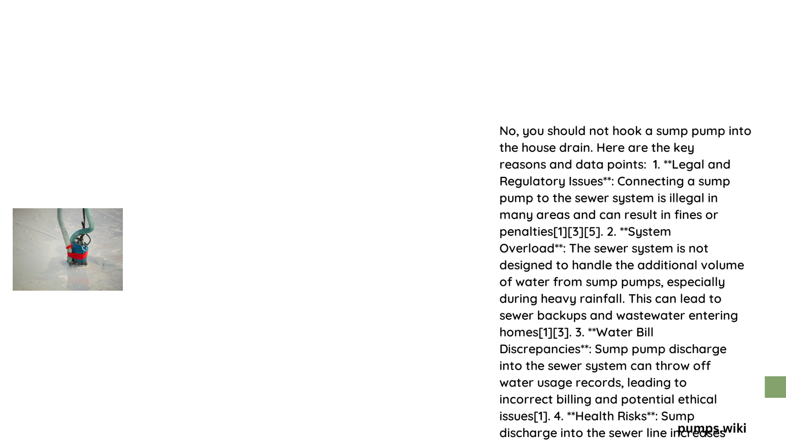 can i hook a sump pump into the house drain