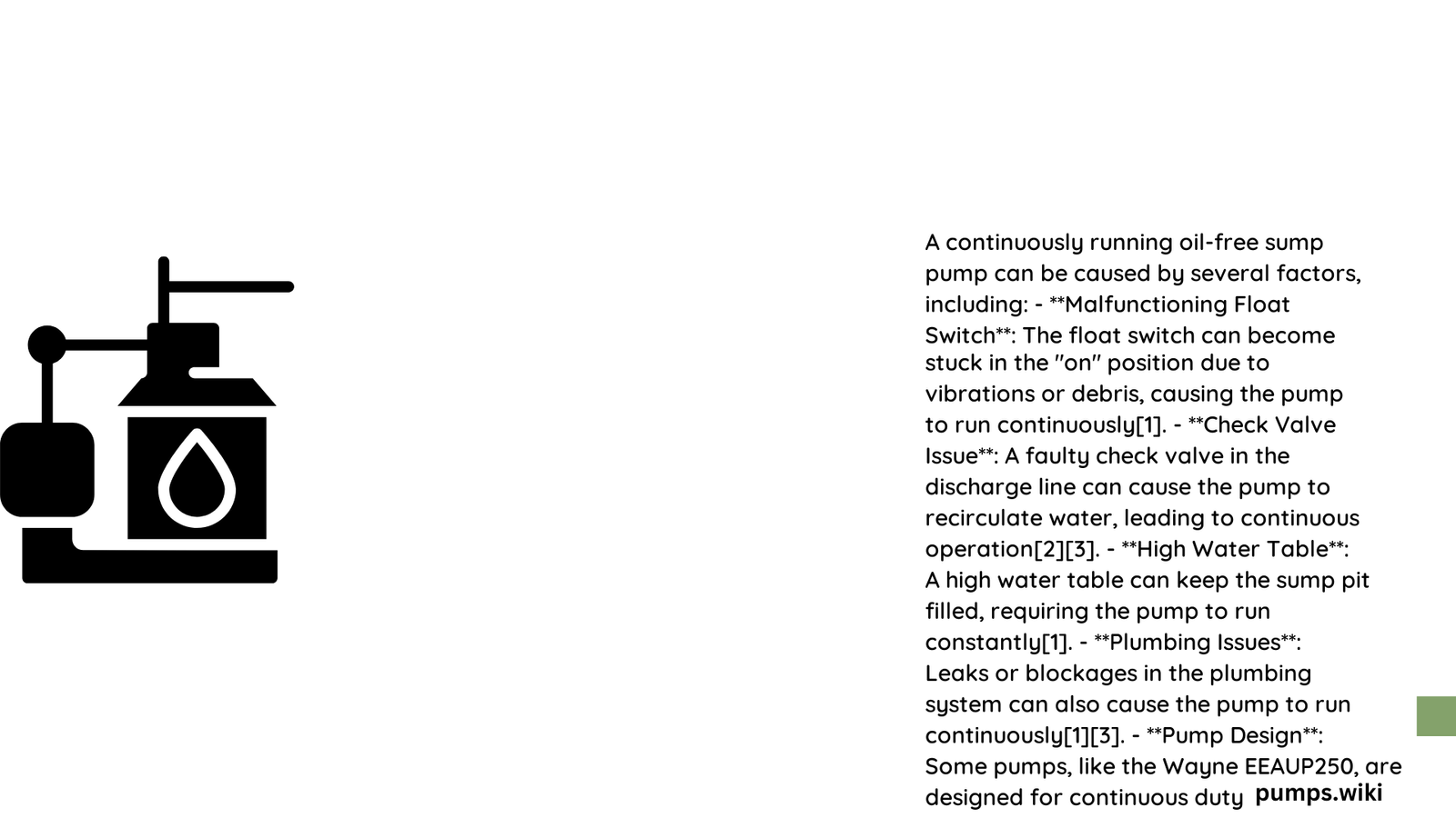 continuously running oil free sump pump