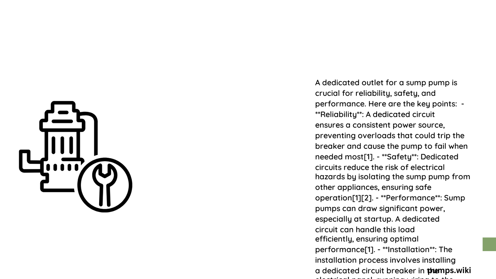 dedicated outlet for sump pump