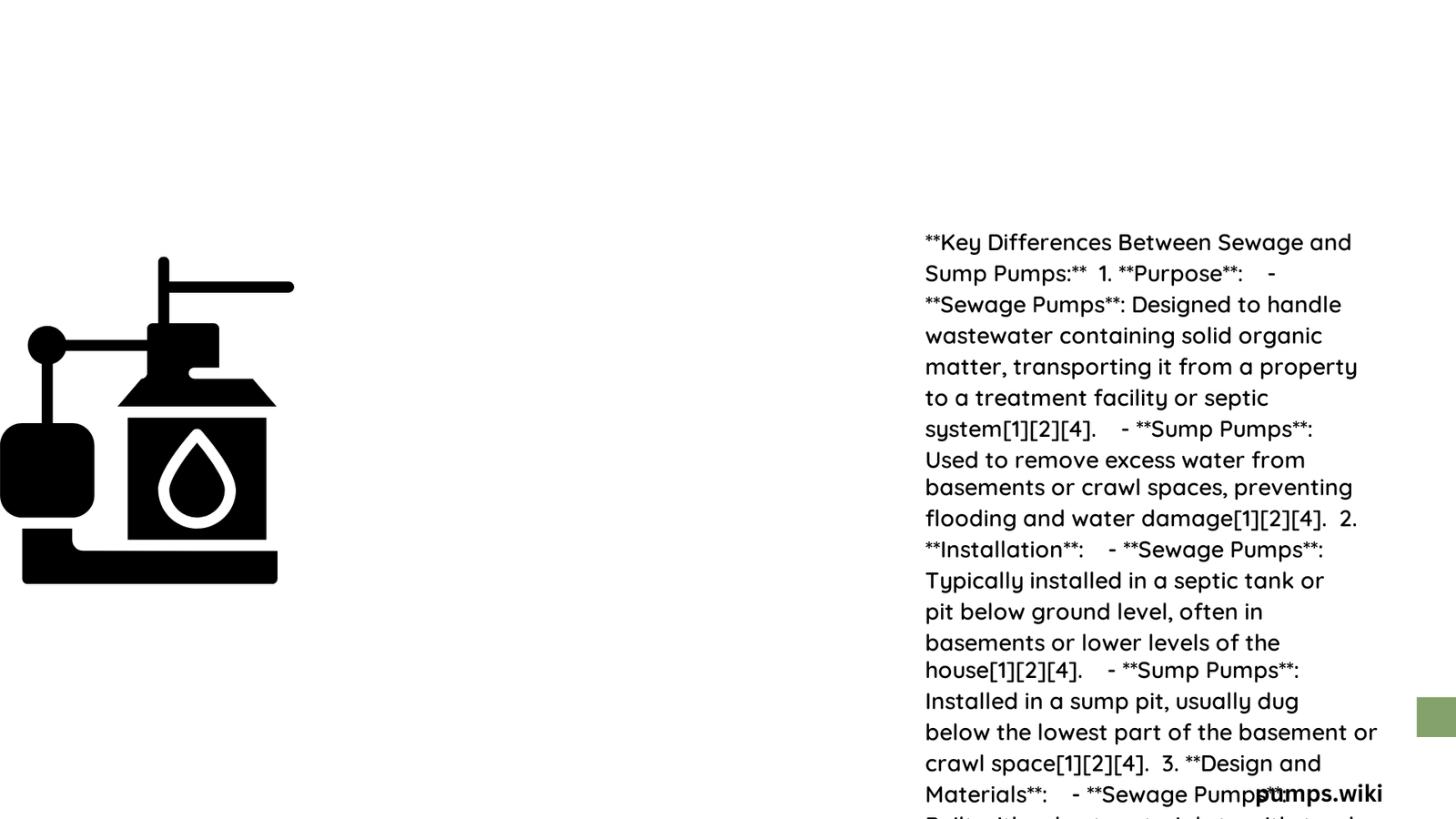 diff between sewage and sump pump