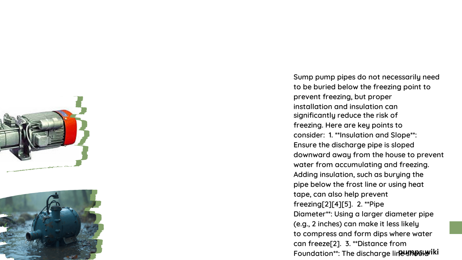 does sump pump pipes need to be below freezing