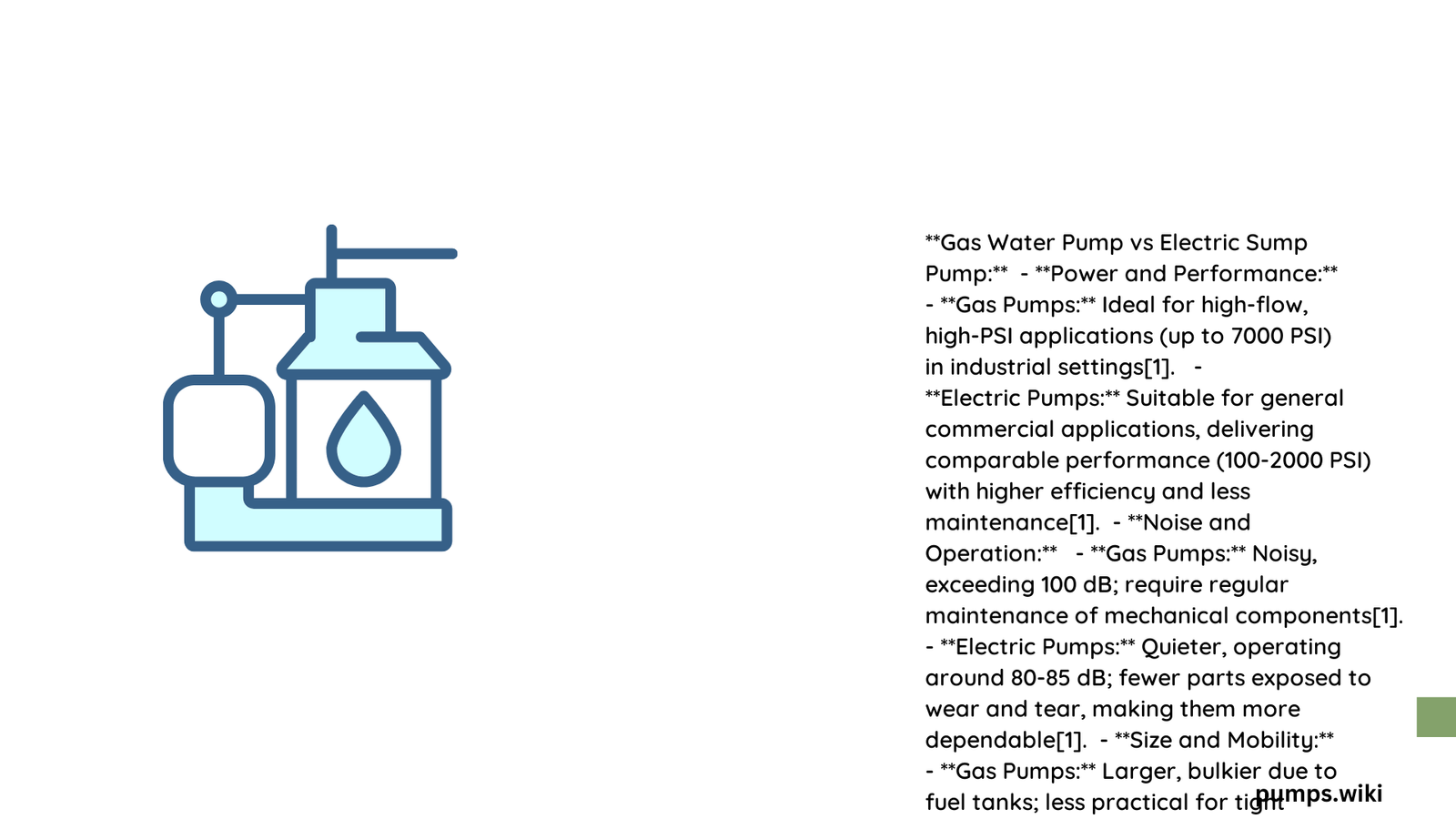 gas water pump versus electric sump pump