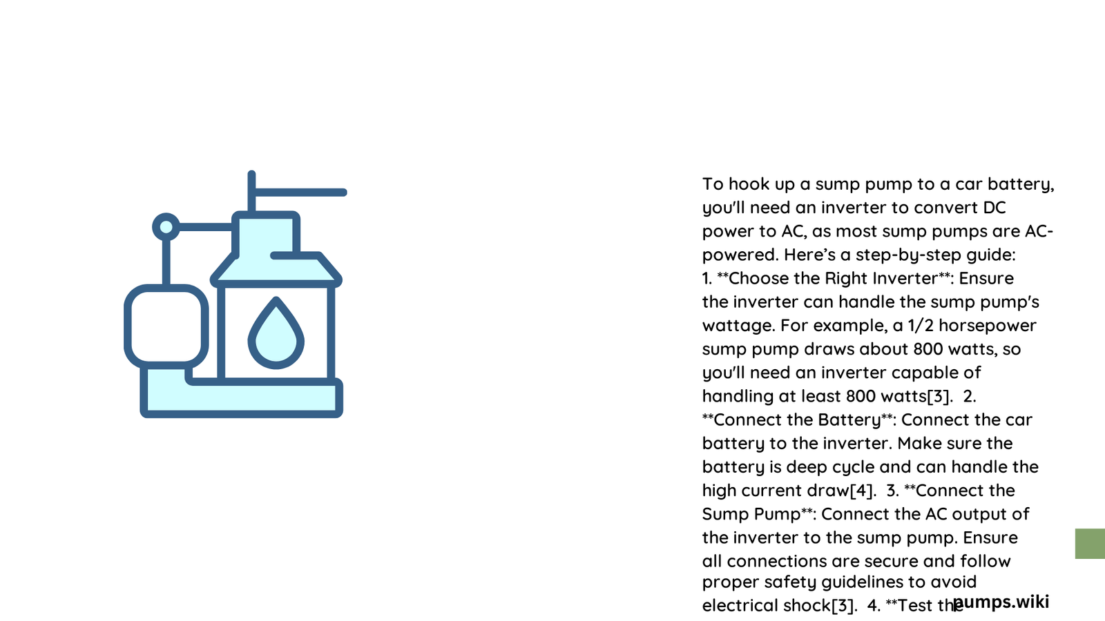 hook up sump pump to car battery