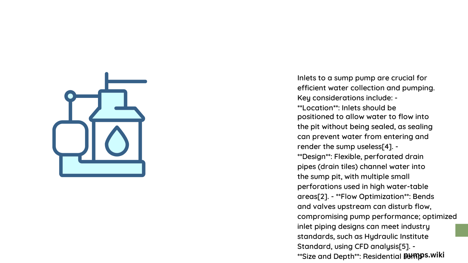 inlets to sump pump