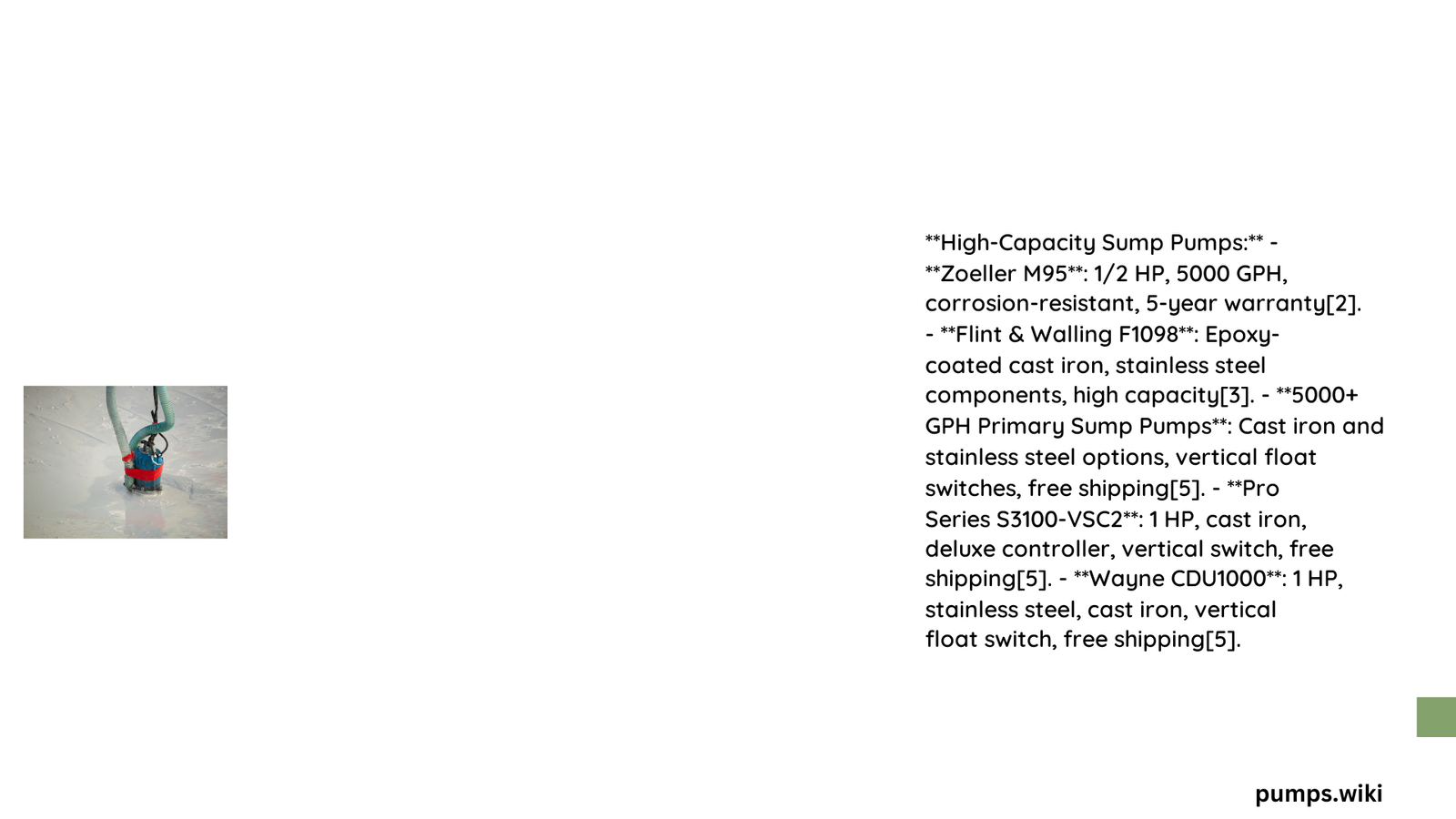 lage cap acity sump pump
