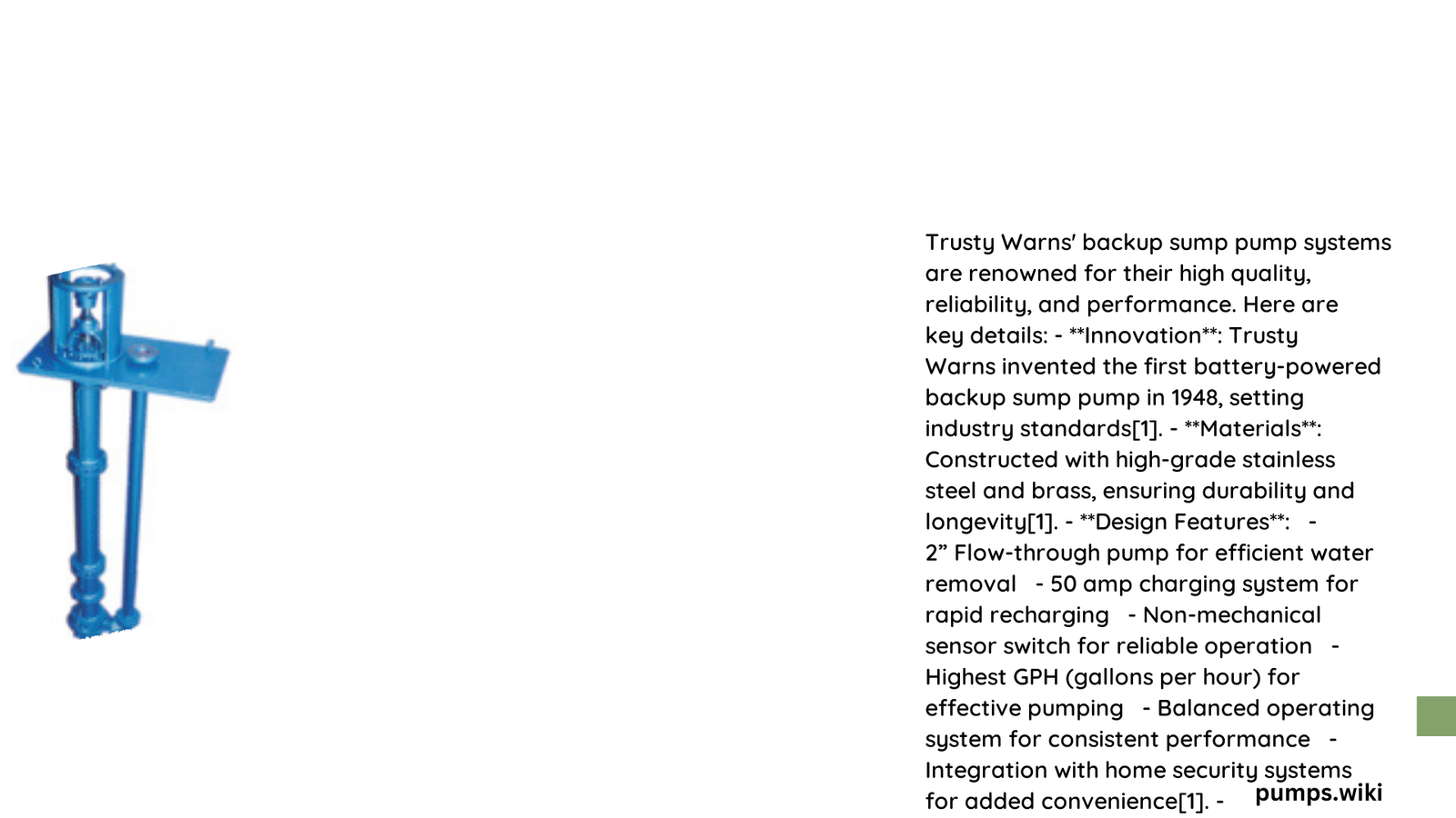 trusty warns backup sump pump