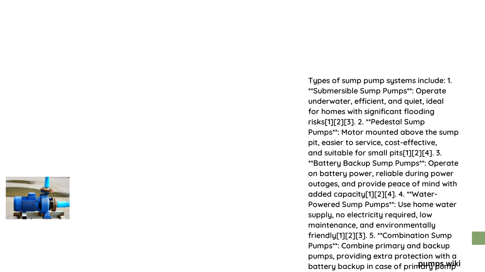 types of sump pump systems