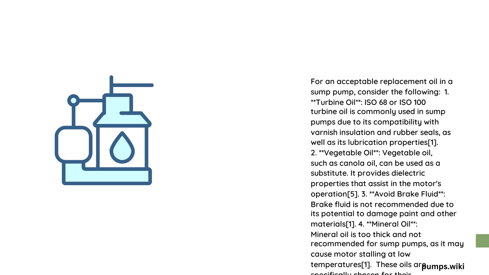 acceptable replacement for oil in sump pump