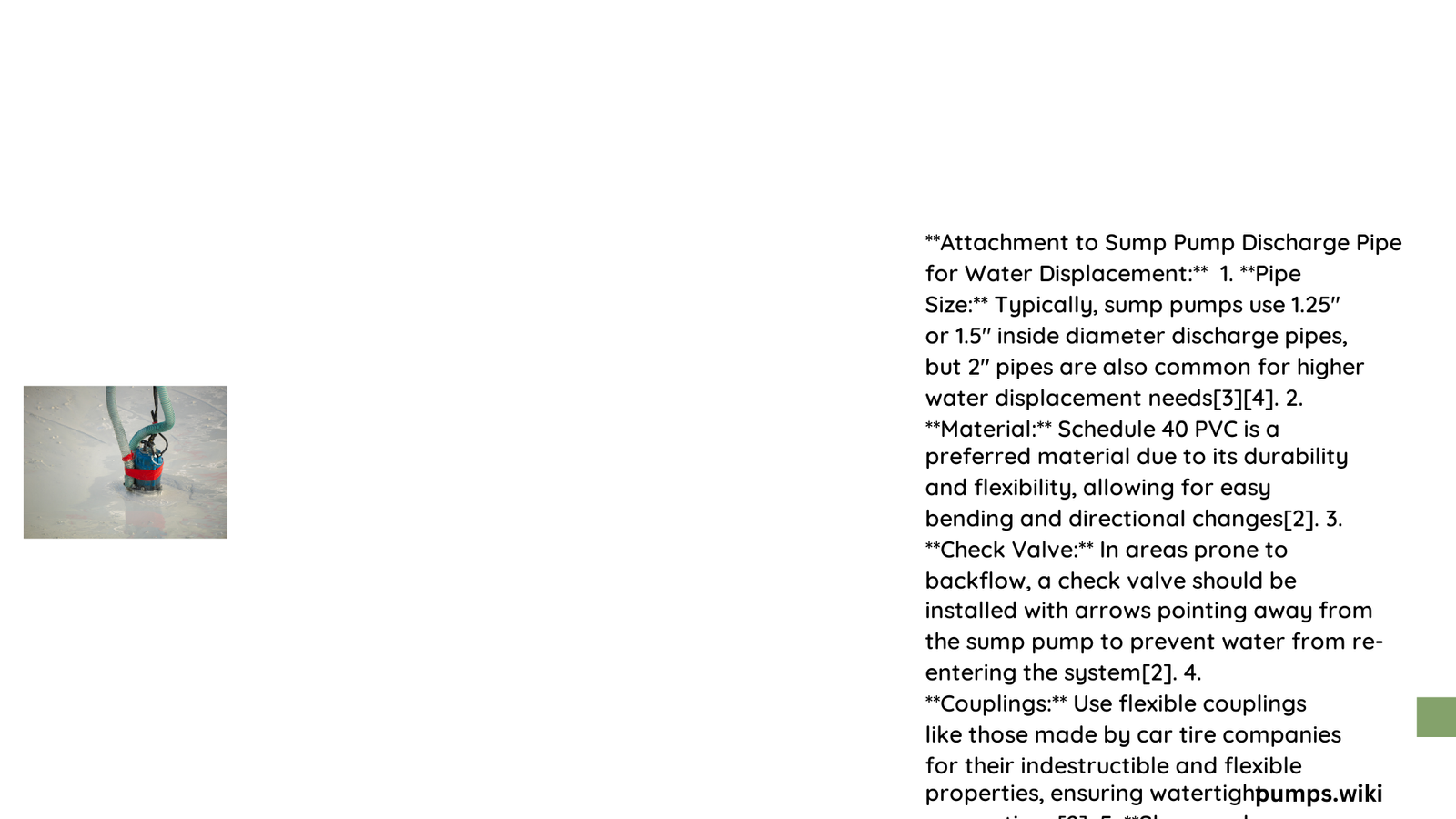 attachment to sump pump discharge pipe for water displacement