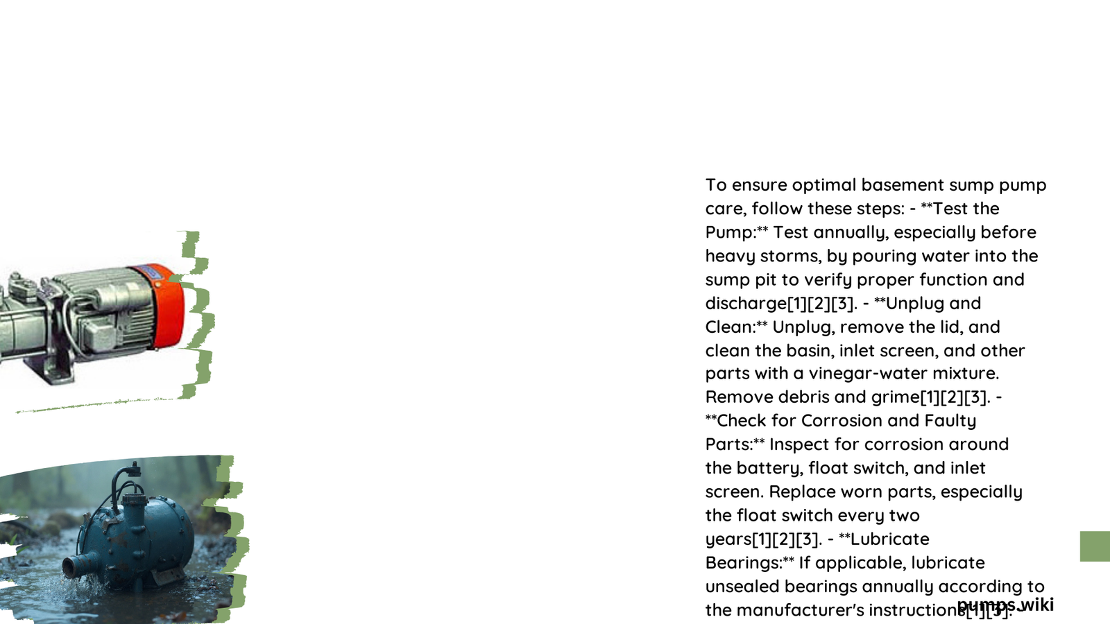 basement sump pump care