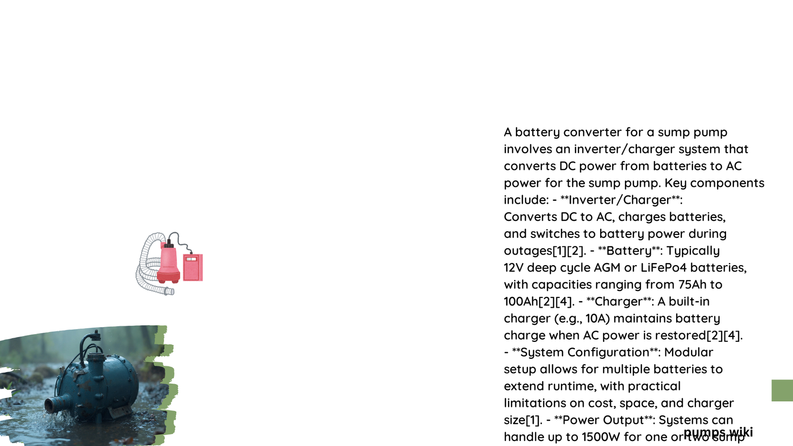 battery converter for sump pump