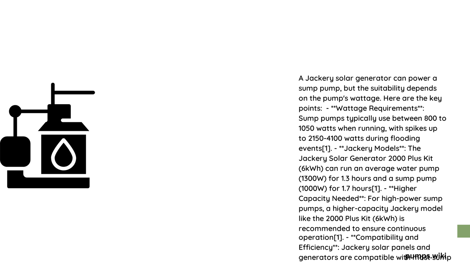 can a jackery power a sump pump