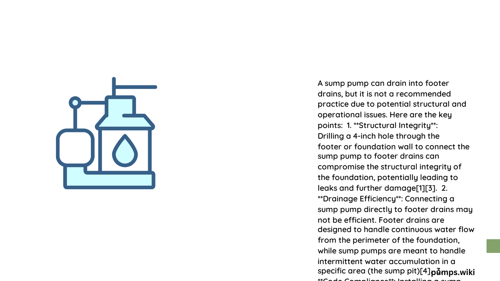 can a sump pump drain into footer drains