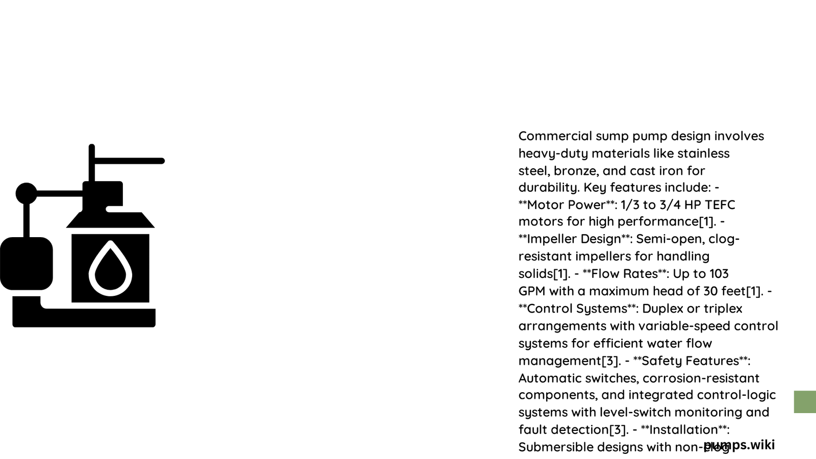 commercial sump pump design