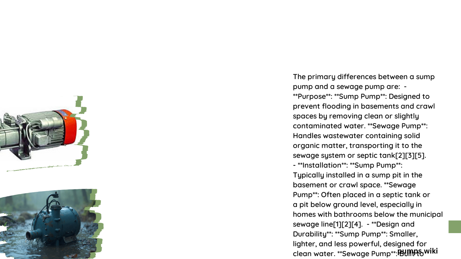 difference between sump pump and septic pump