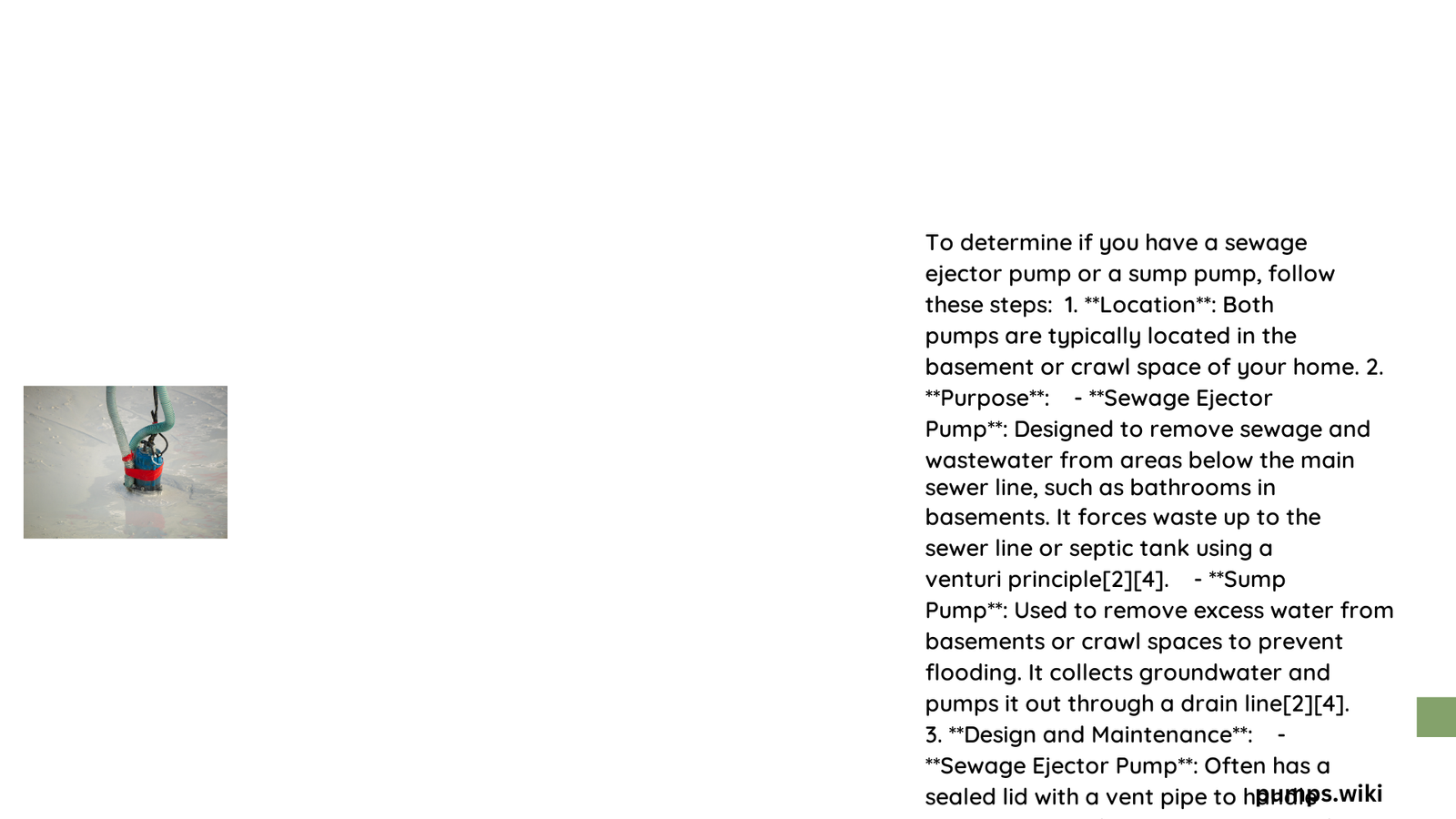 do i have a sewage ejector a sump pump
