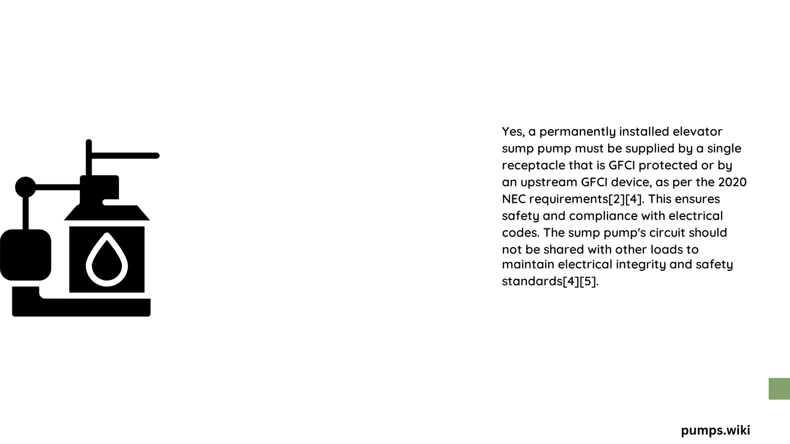 does elevator sump pump require dedicated circuit