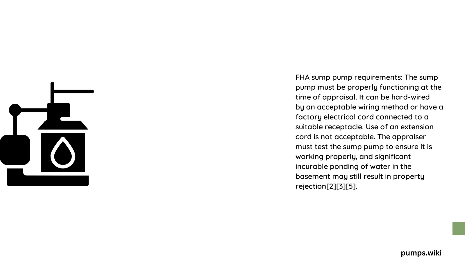 fha sump pump requirements