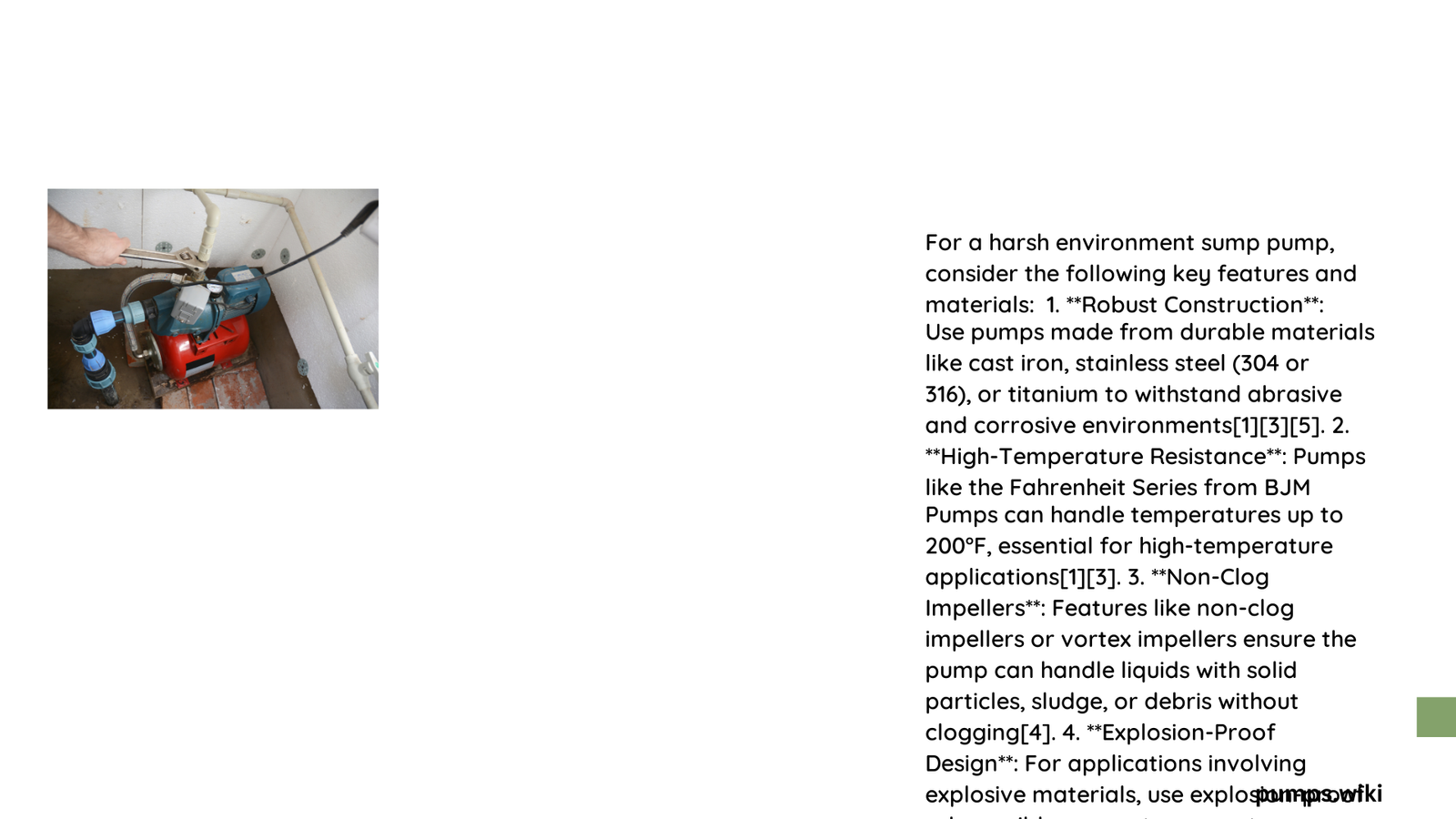 harsh environment sump pump