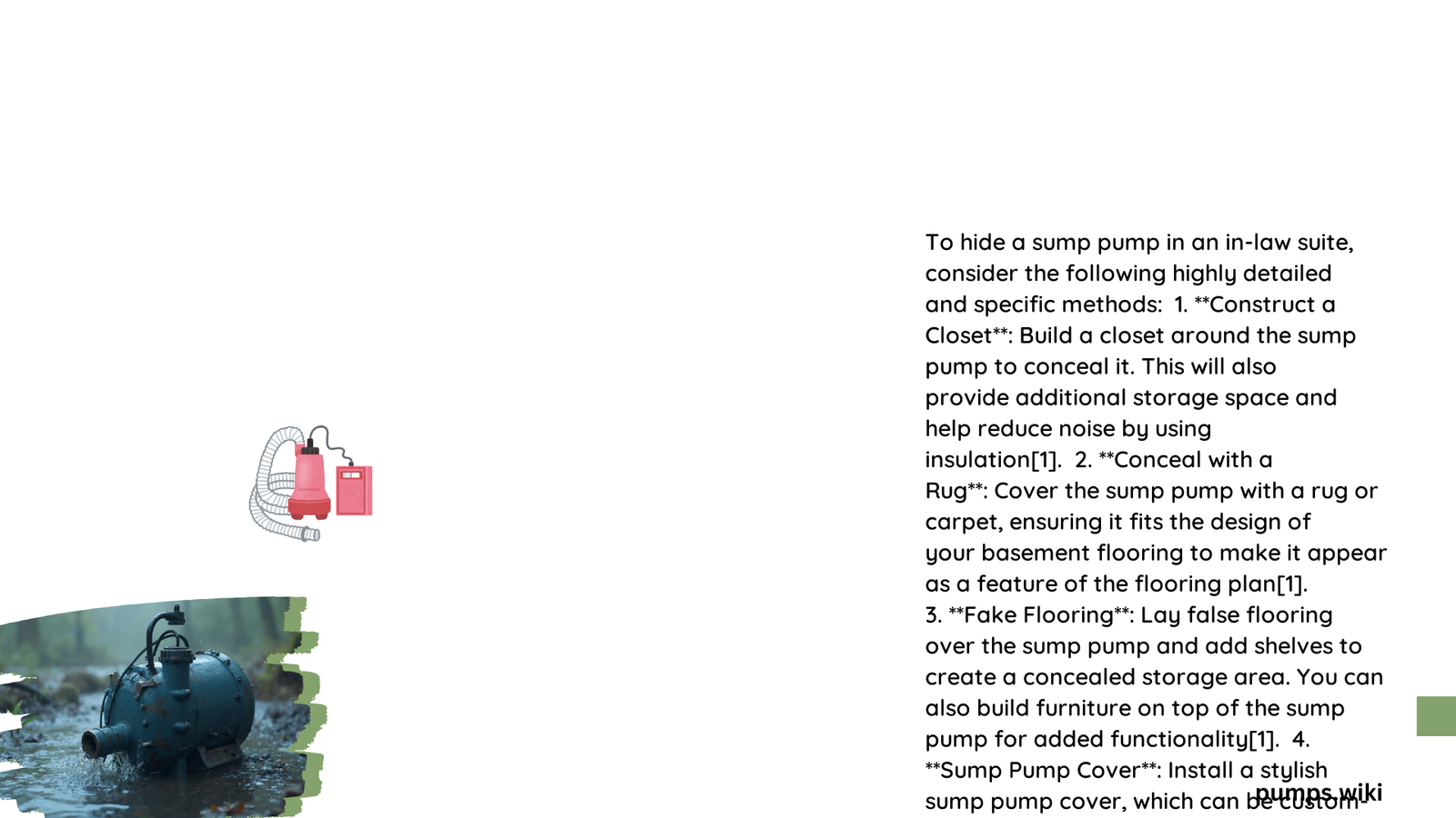 hiding a sump pump in a in law suite