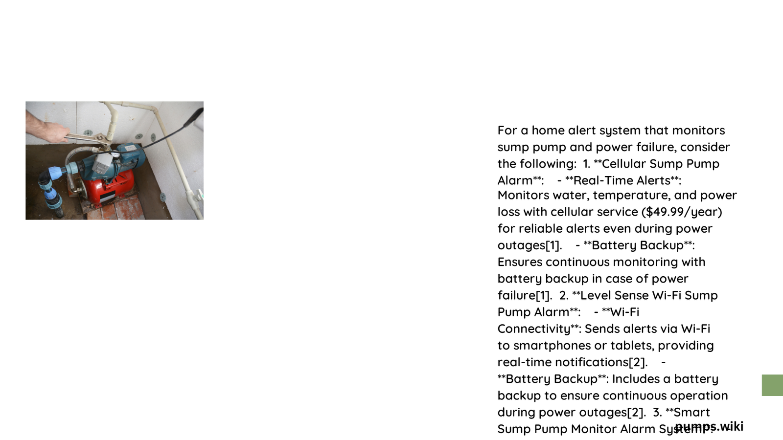 home alert for sump pump and power failure