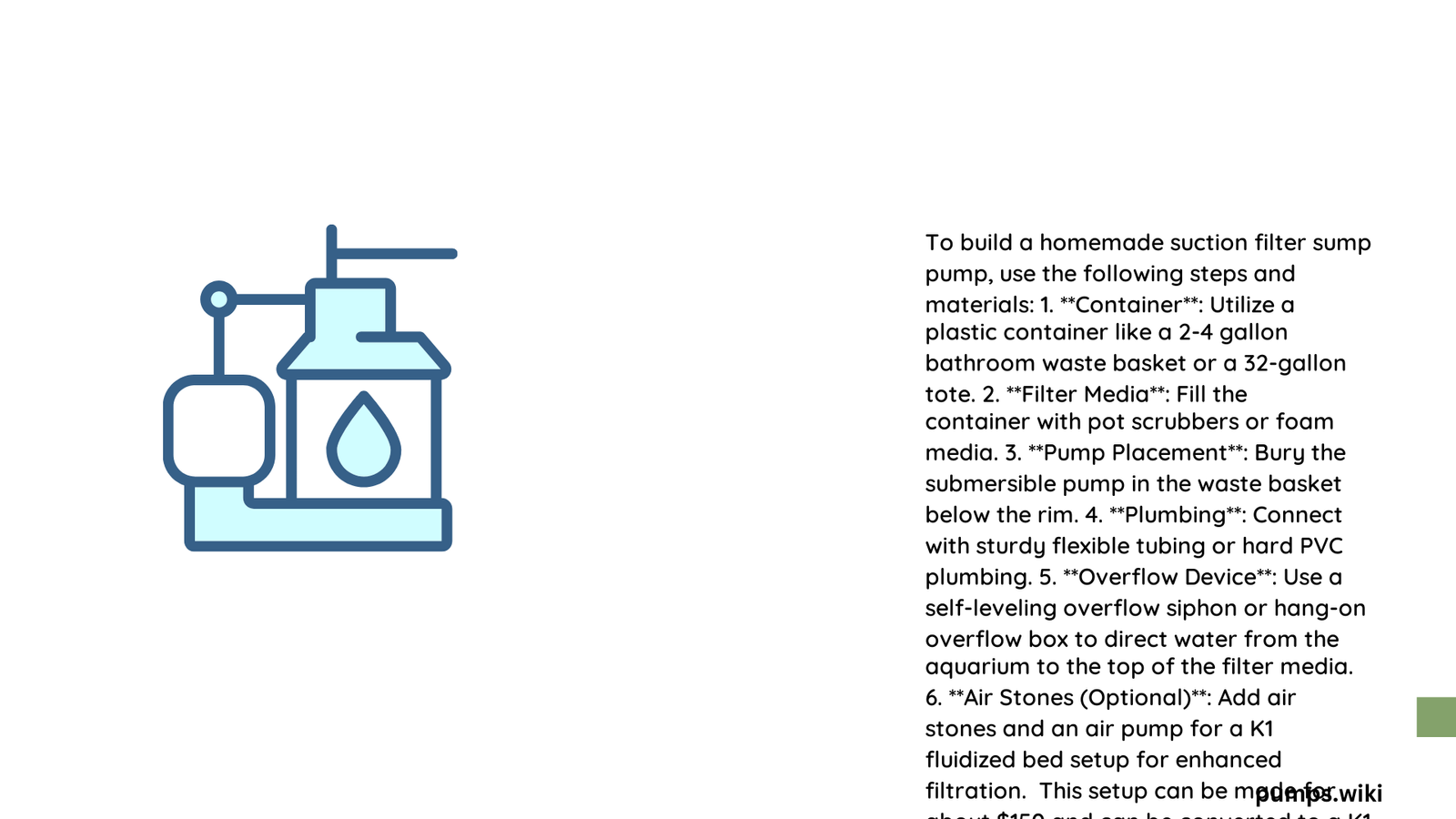 homemade suction filter sump pump