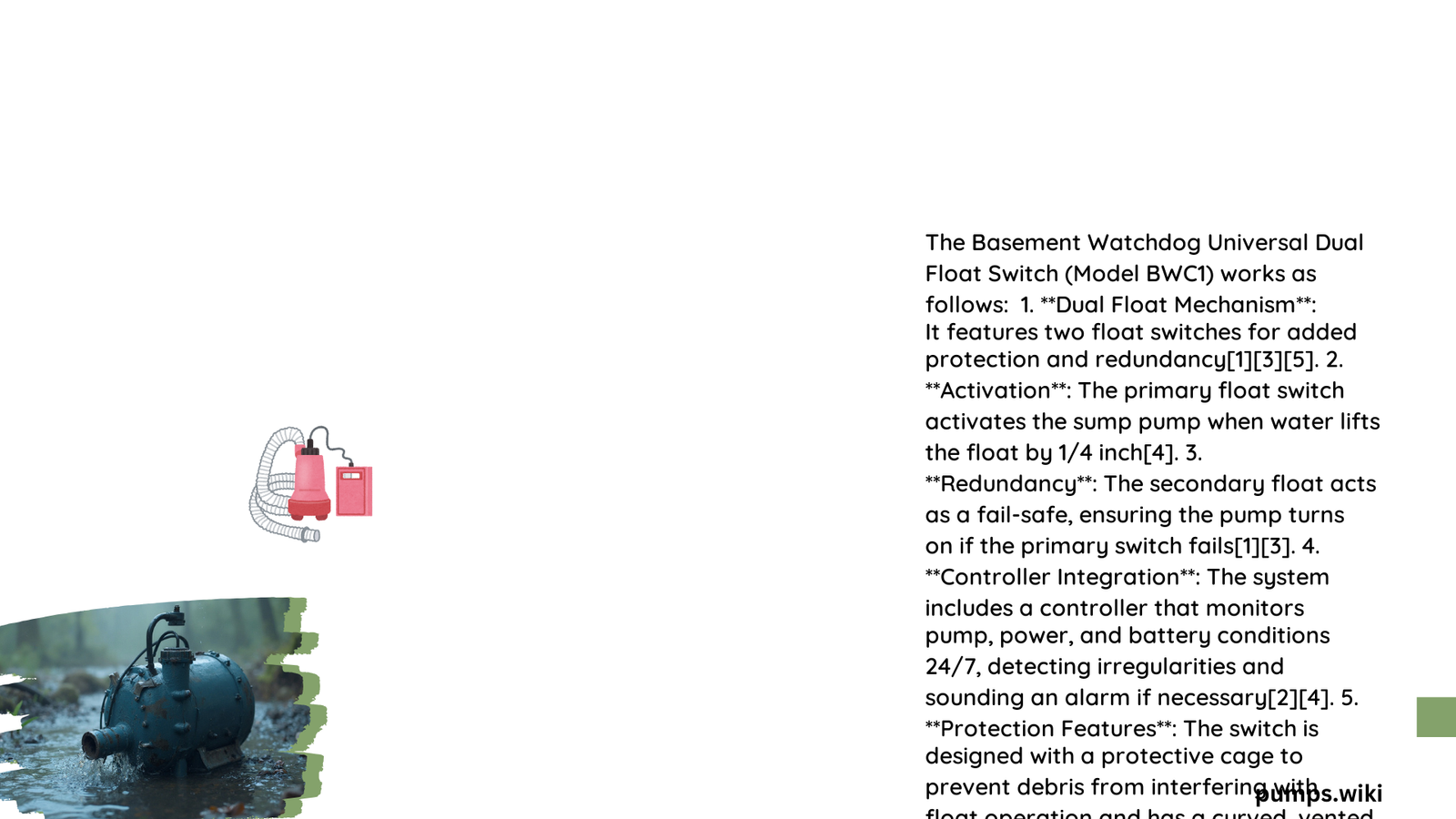how float swtich works watchdog sump pump