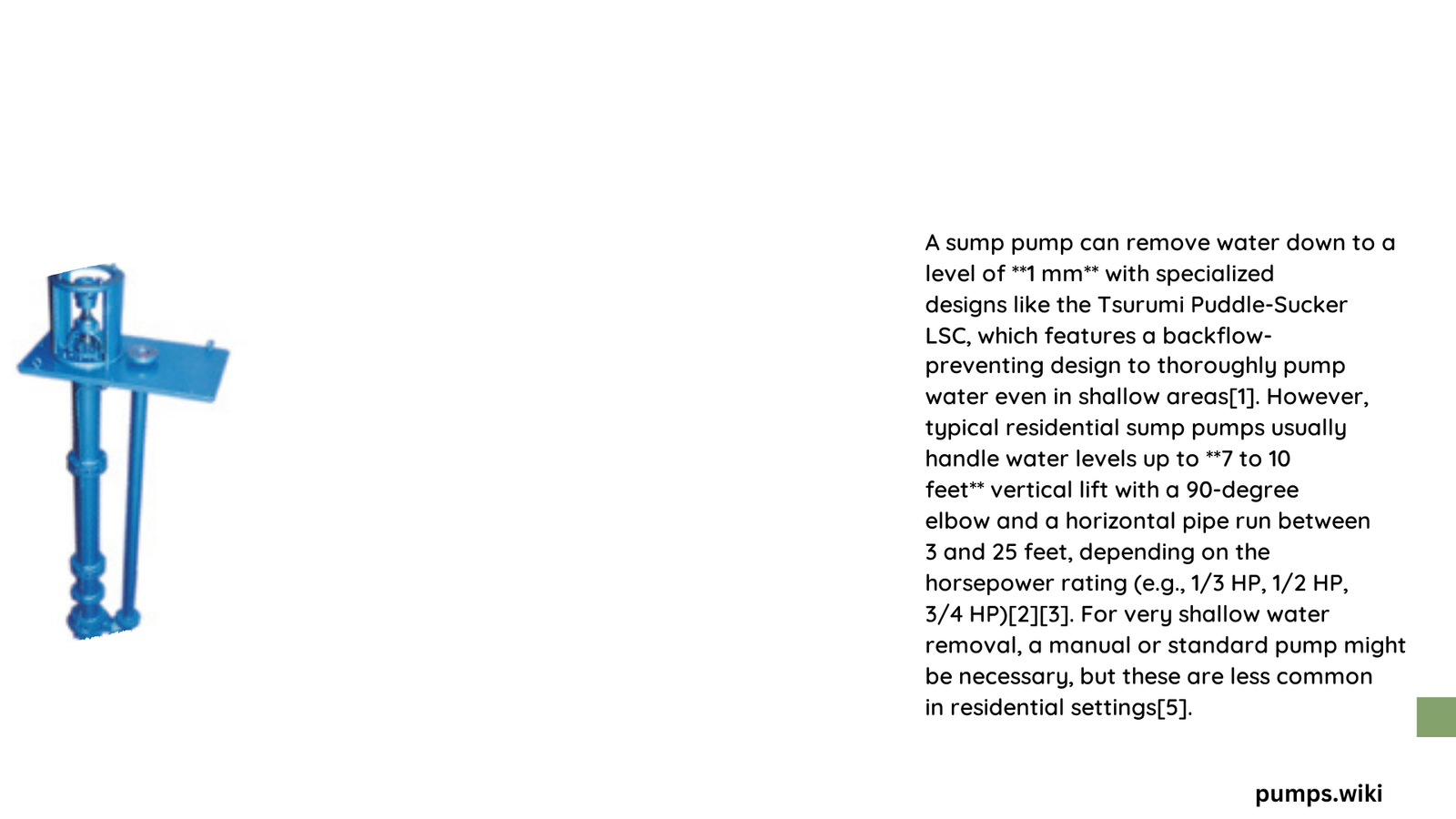 how shallow can a sump pump remove water