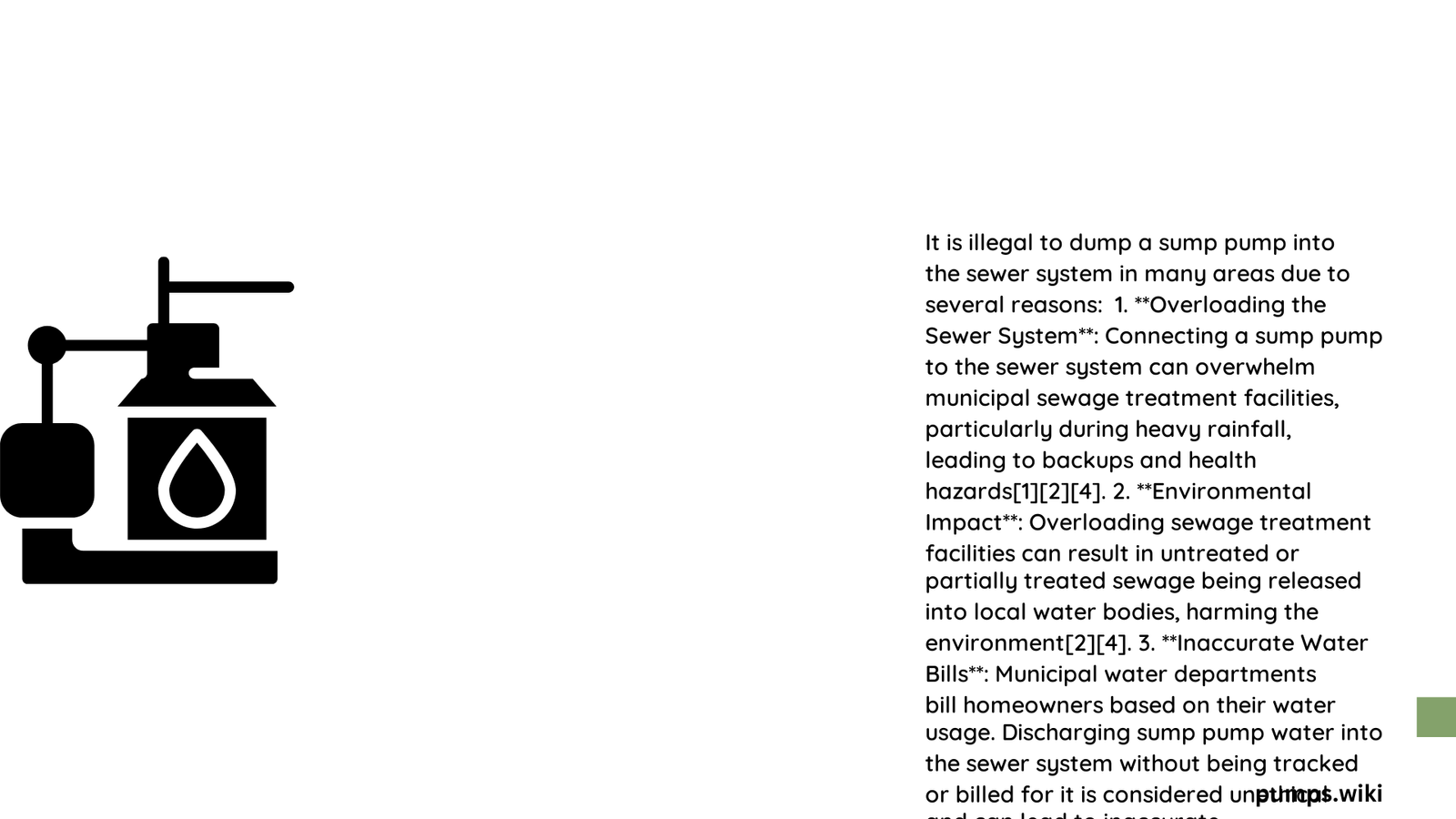 it is illegal to dump sump pump to sewer