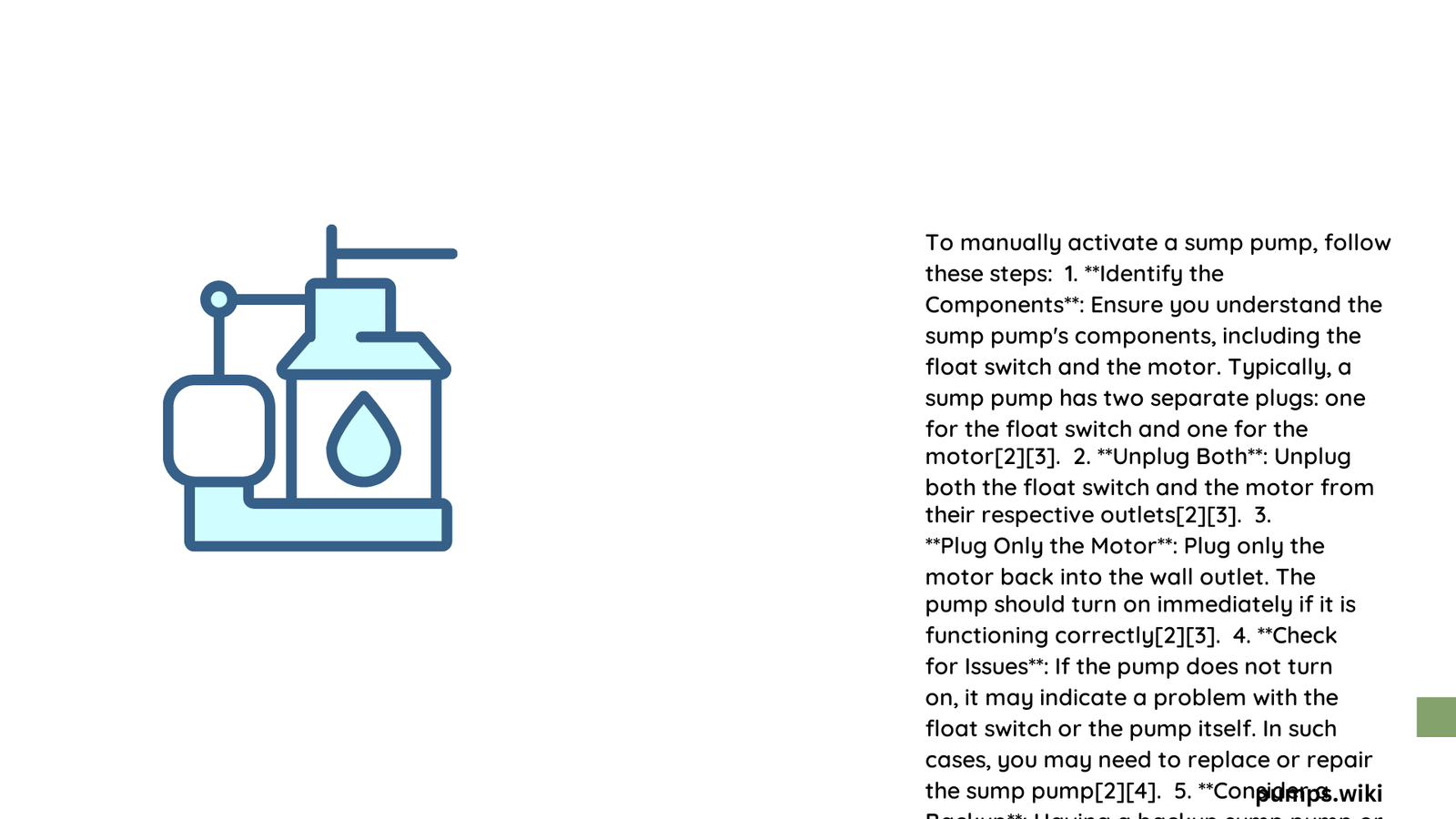 manually activate sump pump