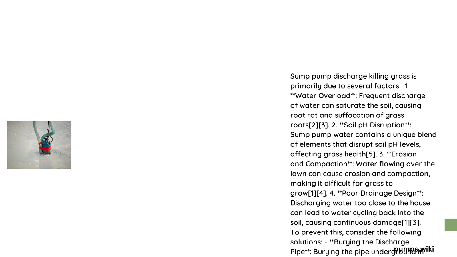 sump pump discharge killing grass