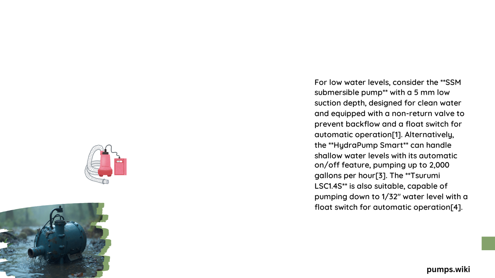 sump pump for low water level