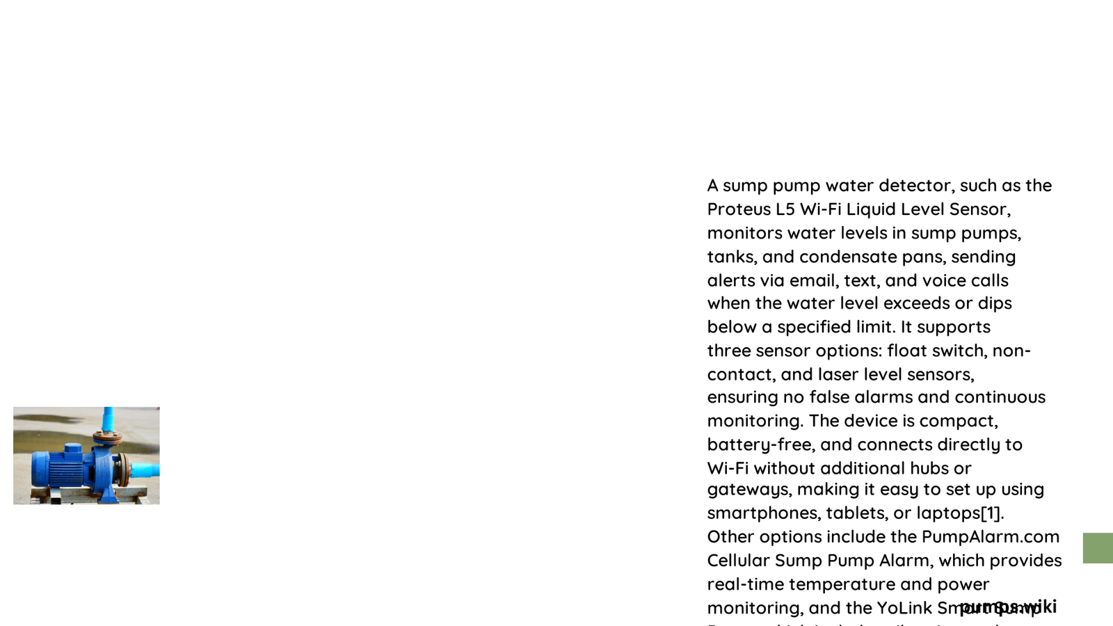 sump pump water detector